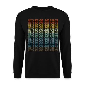 Nur ein Junge, der die Planeten liebt Sonnensystem - Unisex Pullover - Schwarz - Vorne - Alina (178cm) & Michal (187cm)