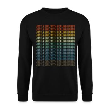 Just A Girl With Healing Hands Massage Therapeutin - Unisex Pullover - Schwarz - Vorne - Alina (178cm) & Michal (187cm)