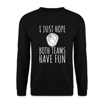 Lustiger Baseballball mit Aufschrift "I - Unisex Pullover - Schwarz - Vorne - Alina (178cm) & Michal (187cm)