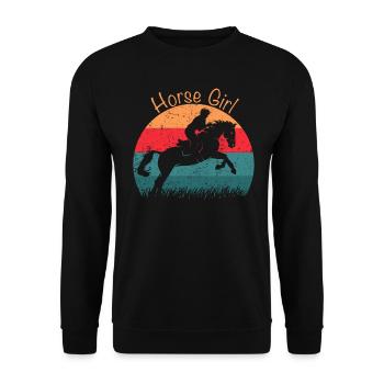 Horse Girl Equitation - Sweat-shirt Unisexe - noir - Devant - Alina (178cm) & Michal (187cm)