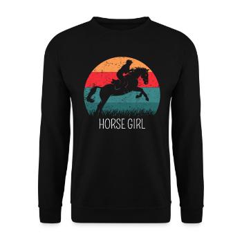 Horse Girl Pferde Reiten - Unisex Pullover - Schwarz - Vorne - Alina (178cm) & Michal (187cm)