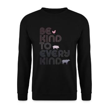 Be Kind To Every Kind Retro Vintage - Unisex Sweatshirt - black - Front - Alina (178cm) & Michal (187cm)