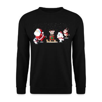 Cute Santa Claus Ice Skating - Unisex Sweatshirt - black - Front - Alina (178cm) & Michal (187cm)