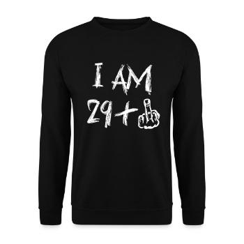 I am 29 plus middle finger funny 30. - Unisex Sweatshirt - black - Front - Alina (178cm) & Michal (187cm)