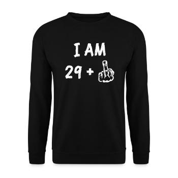 I am 29 plus middle finger funny 30. - Unisex Sweatshirt - black - Front - Alina (178cm) & Michal (187cm)