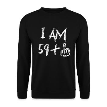 I am 59 plus middle finger funny 60. - Unisex Sweatshirt - black - Front - Alina (178cm) & Michal (187cm)