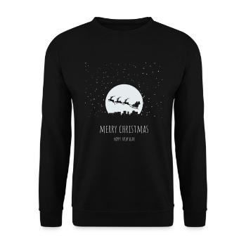Père Noël Joyeux Nouvel An - Sweat-shirt Unisexe - noir - Devant - Alina (178cm) & Michal (187cm)