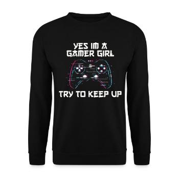 Oui, je suis une fille gamer qui essaie - Sweat-shirt Unisexe - noir - Devant - Alina (178cm) & Michal (187cm)