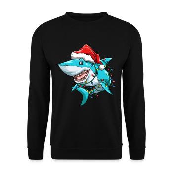 Hai Weihnachten Geschmückt Nikolaus - Unisex Pullover - Schwarz - Vorne - Alina (178cm) & Michal (187cm)