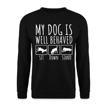 My Dog is well behavived Sit Down Stand - Unisex Pullover - Schwarz - Vorne - Alina (178cm) & Michal (187cm)