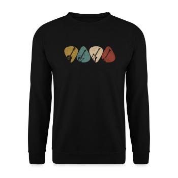 Musicien Guitare Plectrum Guitares Retro - Sweat-shirt Unisexe - noir - Devant - Alina (178cm) & Michal (187cm)