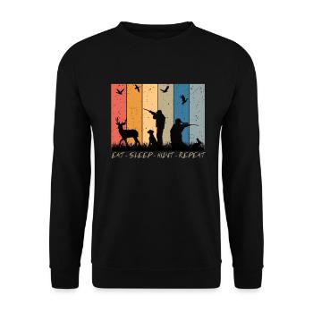 Manger Sleep Hunt Répéter pour les amateurs de chasse - Sweat-shirt Unisexe - noir - Devant - Alina (178cm) & Michal (187cm)