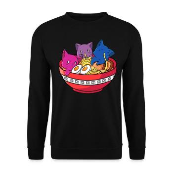 Bisexueller Stolz Kawaii Katze Ramen Nudel - Unisex Pullover - Schwarz - Vorne - Alina (178cm) & Michal (187cm)