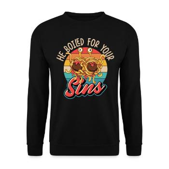 Spaghetti volant Monster FSM Retro - Sweat-shirt Unisexe - noir - Devant - Alina (178cm) & Michal (187cm)