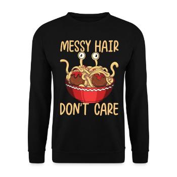 Fliegendes Spaghettimonster Pastafari - Unisex Pullover - Schwarz - Vorne - Alina (178cm) & Michal (187cm)