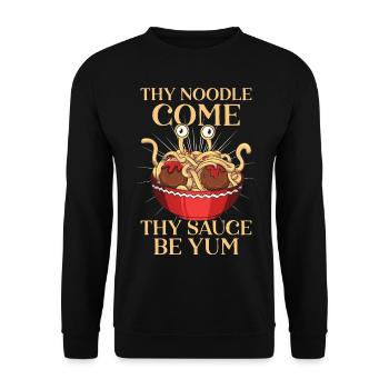 Fliegendes Spaghettimonster Pastafari Pastafari - Unisex Pullover - Schwarz - Vorne - Alina (178cm) & Michal (187cm)