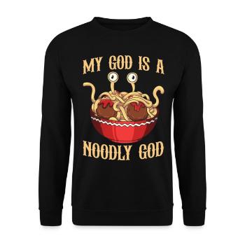 Flying Spaghetti Monster FSM - Unisex Sweatshirt - black - Front - Alina (178cm) & Michal (187cm)