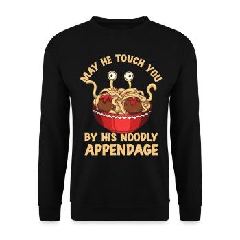 Fliegendes Spaghettimonster Pastafari - Unisex Pullover - Schwarz - Vorne - Alina (178cm) & Michal (187cm)