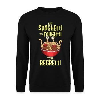 Das fliegende Spaghettimonster - Unisex Pullover - Schwarz - Vorne - Alina (178cm) & Michal (187cm)