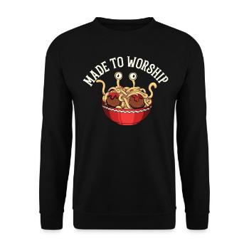 Fliegendes Spaghettimonster Pastafari - Unisex Pullover - Schwarz - Vorne - Alina (178cm) & Michal (187cm)