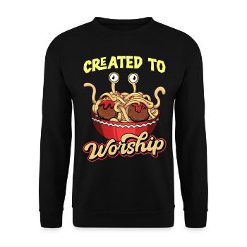 Fliegendes Spaghettimonster Pastafari - Unisex Pullover - Schwarz - Vorne - Alina (178cm) & Michal (187cm)