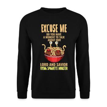 Fliegendes Spaghettimonster FSM Pastafari Pastafar - Unisex Pullover - Schwarz - Vorne - Alina (178cm) & Michal (187cm)