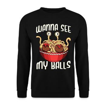 Fliegendes Spaghettimonster FSM Pastafari Pastafar - Unisex Pullover - Schwarz - Vorne - Alina (178cm) & Michal (187cm)