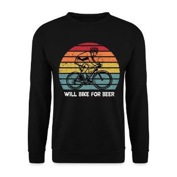 Will Bike For Beer Fahrradfahrer - Unisex Pullover - Schwarz - Vorne - Alina (178cm) & Michal (187cm)