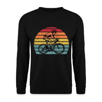 Vintage Fahrrad Biker Retro Radfahrer - Unisex Pullover - Schwarz - Vorne - Alina (178cm) & Michal (187cm)