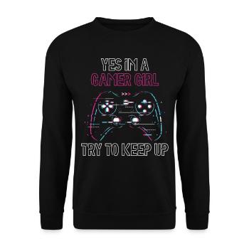 Yes Im A Gamer Girl versuchen Sie, - Unisex Pullover - Schwarz - Vorne - Alina (178cm) & Michal (187cm)