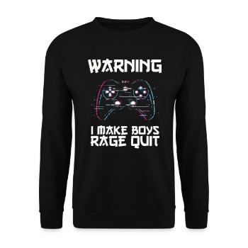 Warnung Ich mache Jungs Wut Quit - - Unisex Pullover - Schwarz - Vorne - Alina (178cm) & Michal (187cm)