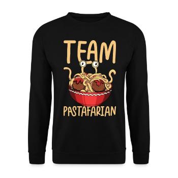 Fliegendes Spaghettimonster FSM Pastafari - Unisex Pullover - Schwarz - Vorne - Alina (178cm) & Michal (187cm)
