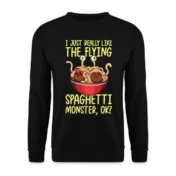 Fliegendes Spaghettimonster Pastafari Pastafari - Unisex Pullover - Schwarz - Vorne - Alina (178cm) & Michal (187cm)