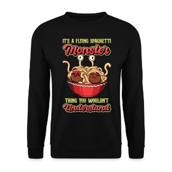 Fliegendes Spaghettimonster Pastafari Pastafari - Unisex Pullover - Schwarz - Vorne - Alina (178cm) & Michal (187cm)