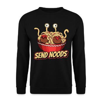 Flying Spaghetti Monster Pastafarian Pastafari - Unisex Sweatshirt - black - Front - Alina (178cm) & Michal (187cm)