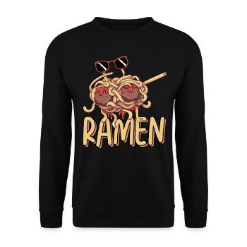Dabbing Flying Spaghetti Monsters Pastafarian - Unisex Sweatshirt - black - Front - Alina (178cm) & Michal (187cm)