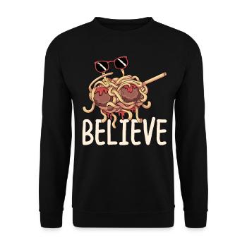 Dabbing Flying Spaghetti Monsters Pastafarian - Unisex Sweatshirt - black - Front - Alina (178cm) & Michal (187cm)