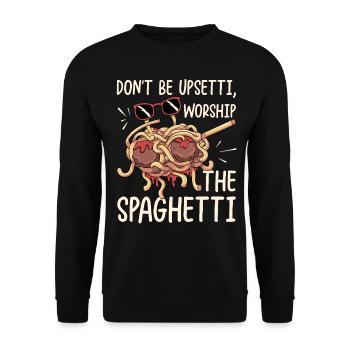Dabbing Flying Spaghetti Monsters Pastafarian - Unisex Sweatshirt - black - Front - Alina (178cm) & Michal (187cm)