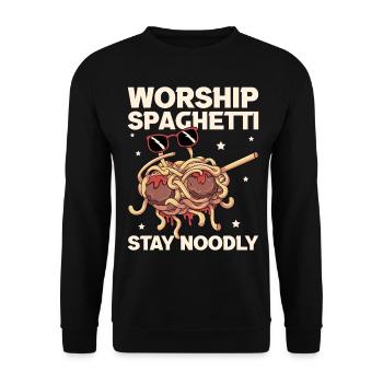 Dabbing Flying Spaghetti Monsters Pastafarian - Unisex Sweatshirt - black - Front - Alina (178cm) & Michal (187cm)