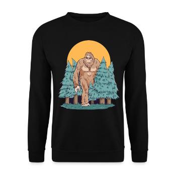 Cryptidcore Aesthetic Sasquatch Bigfoot - Unisex Pullover - Schwarz - Vorne - Alina (178cm) & Michal (187cm)