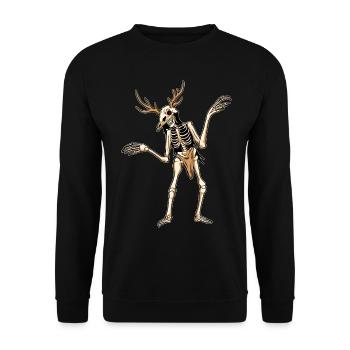 Cryptidcore Aesthetic Wendigo Skeleton - Unisex Pullover - Schwarz - Vorne - Alina (178cm) & Michal (187cm)