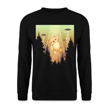 Cryptidcore Aesthetic Kawaii Bear UFO - Unisex Sweatshirt - black - Front - Alina (178cm) & Michal (187cm)