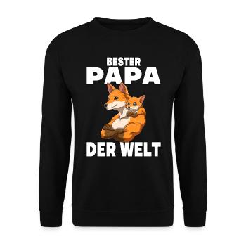 Bester Papa der Welt Vatertag Vater Fuchs für - Unisex Pullover - Schwarz - Vorne - Alina (178cm) & Michal (187cm)