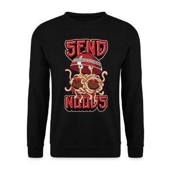 Fliegendes Spaghettimonster Pastafarian Pastafari - Unisex Pullover - Schwarz - Vorne - Alina (178cm) & Michal (187cm)