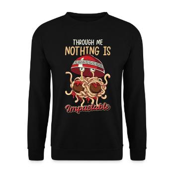 Flying Spaghetti Monster Pastafarian Pastafari - Unisex Sweatshirt - black - Front - Alina (178cm) & Michal (187cm)
