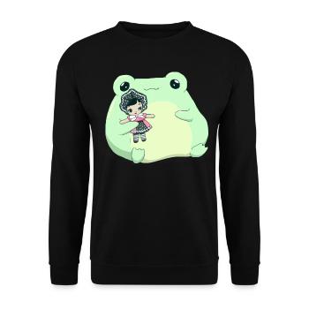 Angura Kei Esthétique japonaise foncée Grenouille Kawaii - Sweat-shirt Unisexe - noir - Devant - Alina (178cm) & Michal (187cm)