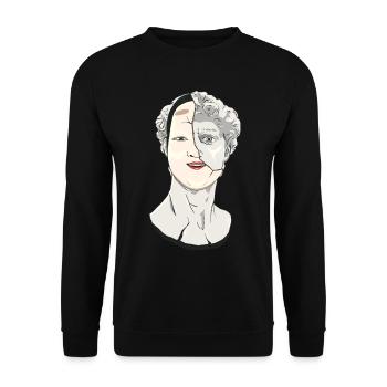 Angura Kei Masque Nô Esthétique Japonaise Foncée - Sweat-shirt Unisexe - noir - Devant - Alina (178cm) & Michal (187cm)