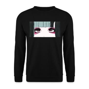 Angura Kei Dark Japanese Esthétique Anime Girl Eyes - Sweat-shirt Unisexe - noir - Devant - Alina (178cm) & Michal (187cm)
