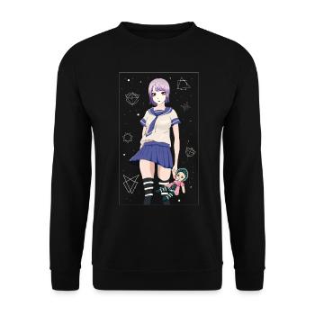 Angura Kei Dark Japanese Aesthetic - Unisex Sweatshirt - black - Front - Alina (178cm) & Michal (187cm)