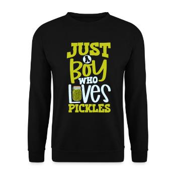Just a boy who loves pickles - Gurken - Unisex Pullover - Schwarz - Vorne - Alina (178cm) & Michal (187cm)